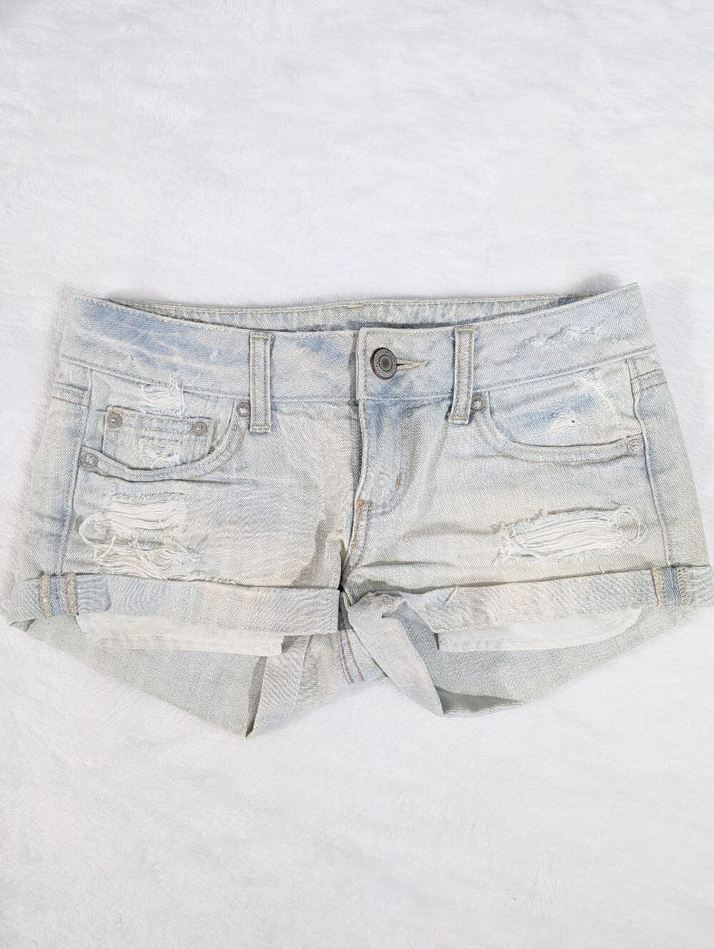 ❤️ 2012 American Eagle Light Wash Distressed Denim Shorts Size 00 XS